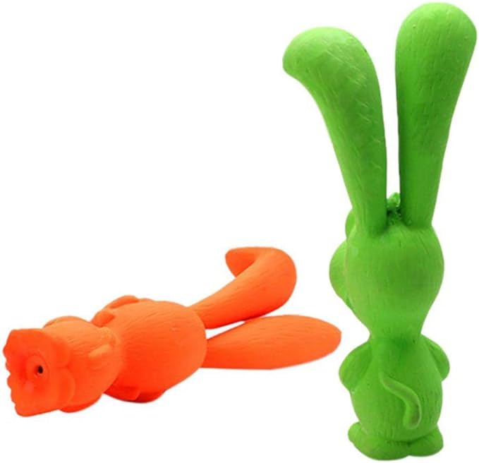 Latex Rabbit Toy Squeeze - Green/Orange
